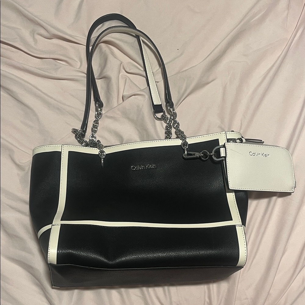 Calvin Klein Two-Tone Black and Cream Tote